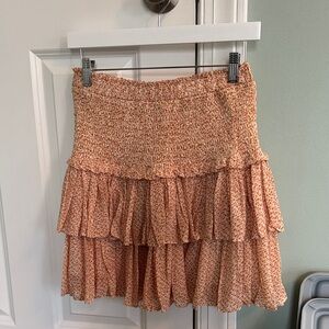 Ruffled Floral Mini Skirt in Coral by [Brand]